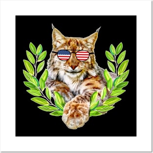 The usa lynx cat in freedom a wild cat in satisfaction Posters and Art